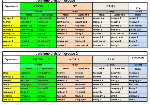 Calendrier CDC 2025