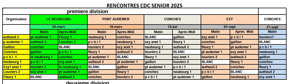 Calendrier CDC 2025