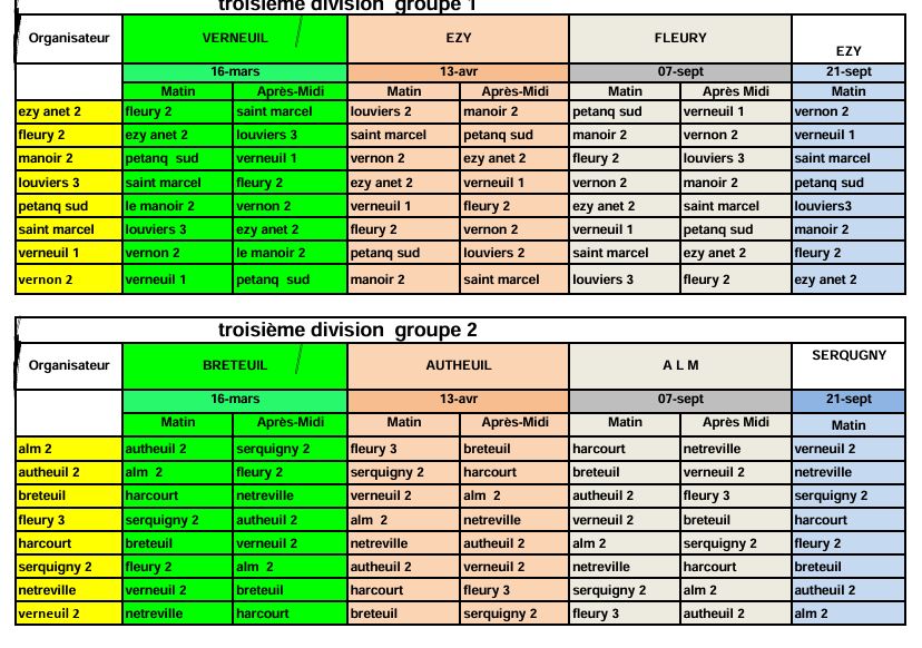 Calendrier CDC 2025