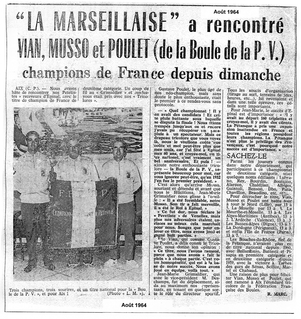 08-1964 Vian, Musso, Poulet, champions de France