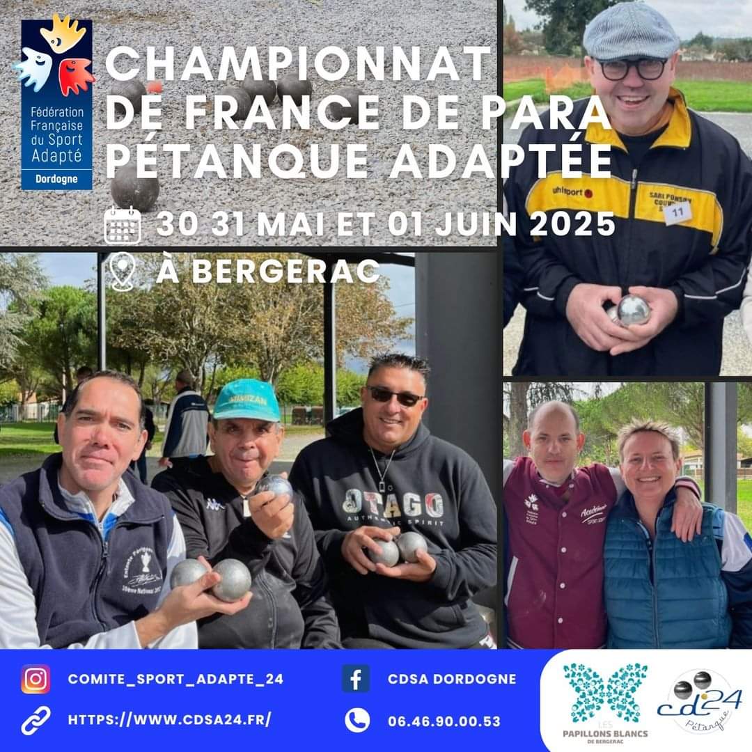 CHAMPIONNAT DE FRANCE PARA PÉTANQUE ADAPTÉE BERGERAC 2025