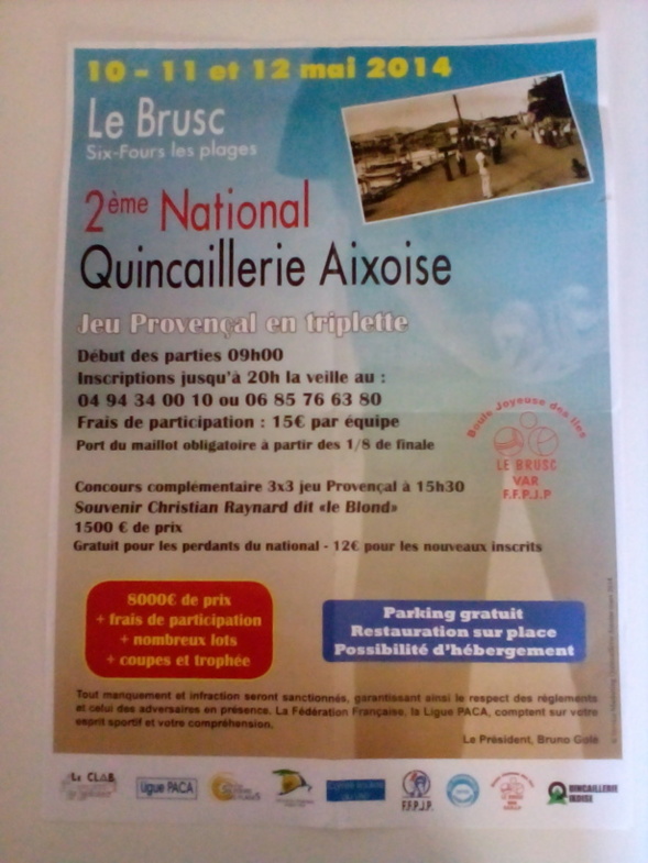 2ème National du Brusc 10 au 12 mai 2014 - Quincaillerie Aixoise