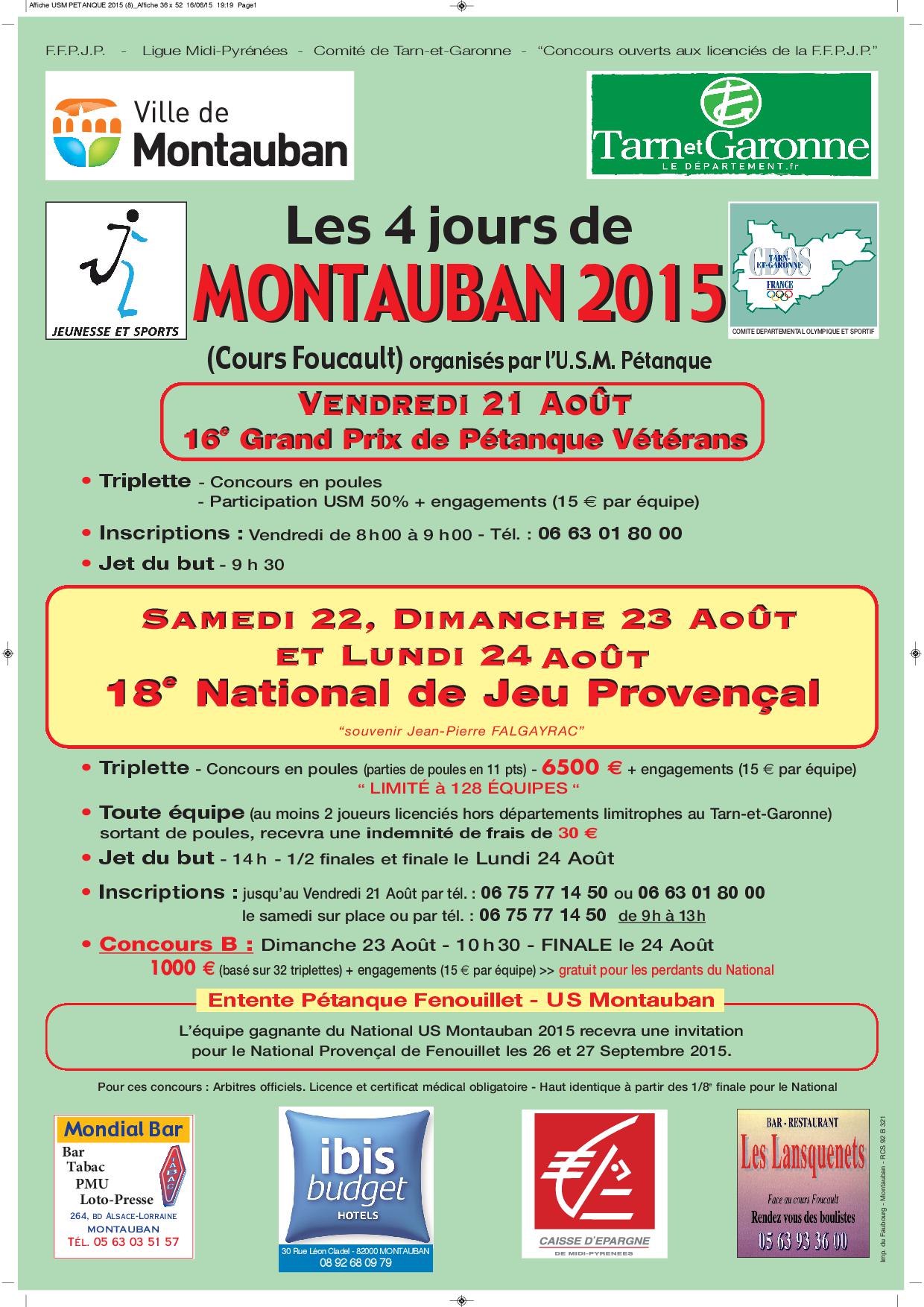 18éme National de Montauban du 22 au 23 AOUT 2015