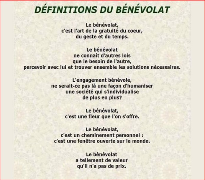 DEFINITIONS  DU   BENEVOLAT