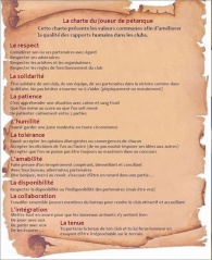 CHARTE DU JOUEUR DE PETANQUE CHARTE DU JOUEUR DE PETANQUE