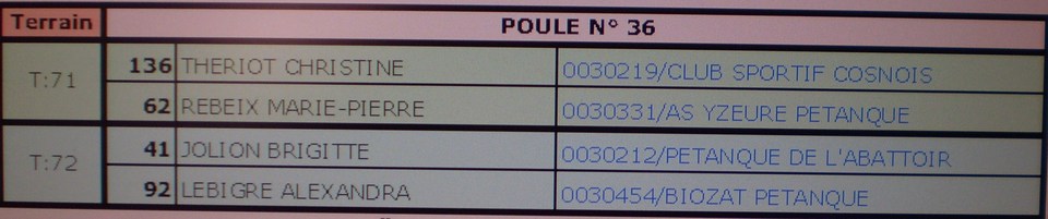 Championnat départemental doublette mixte à Montlucon  ( 157 doublettes ) .