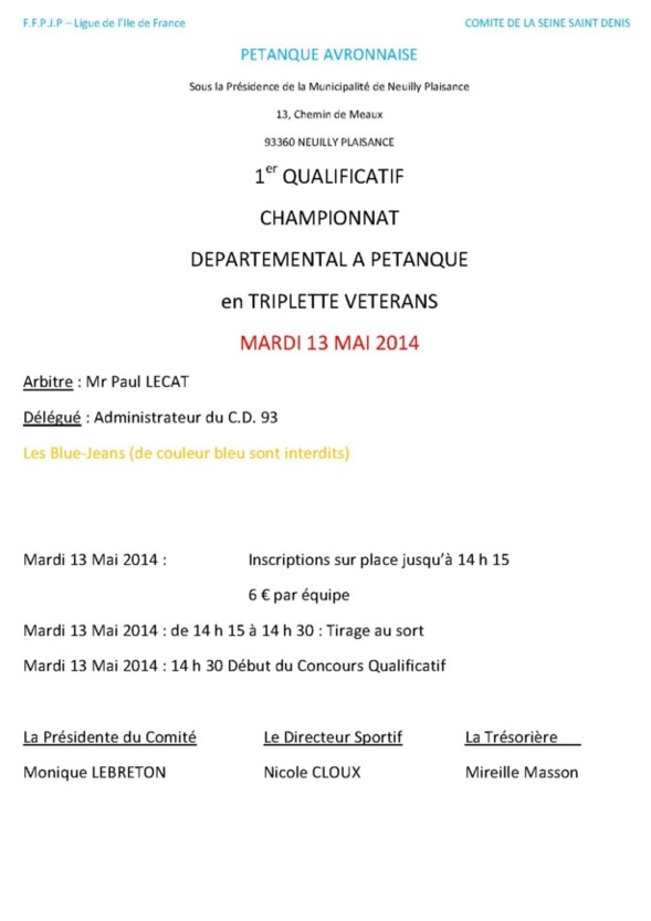 1er Qualificatif Vétérans à L'Avronnaise.