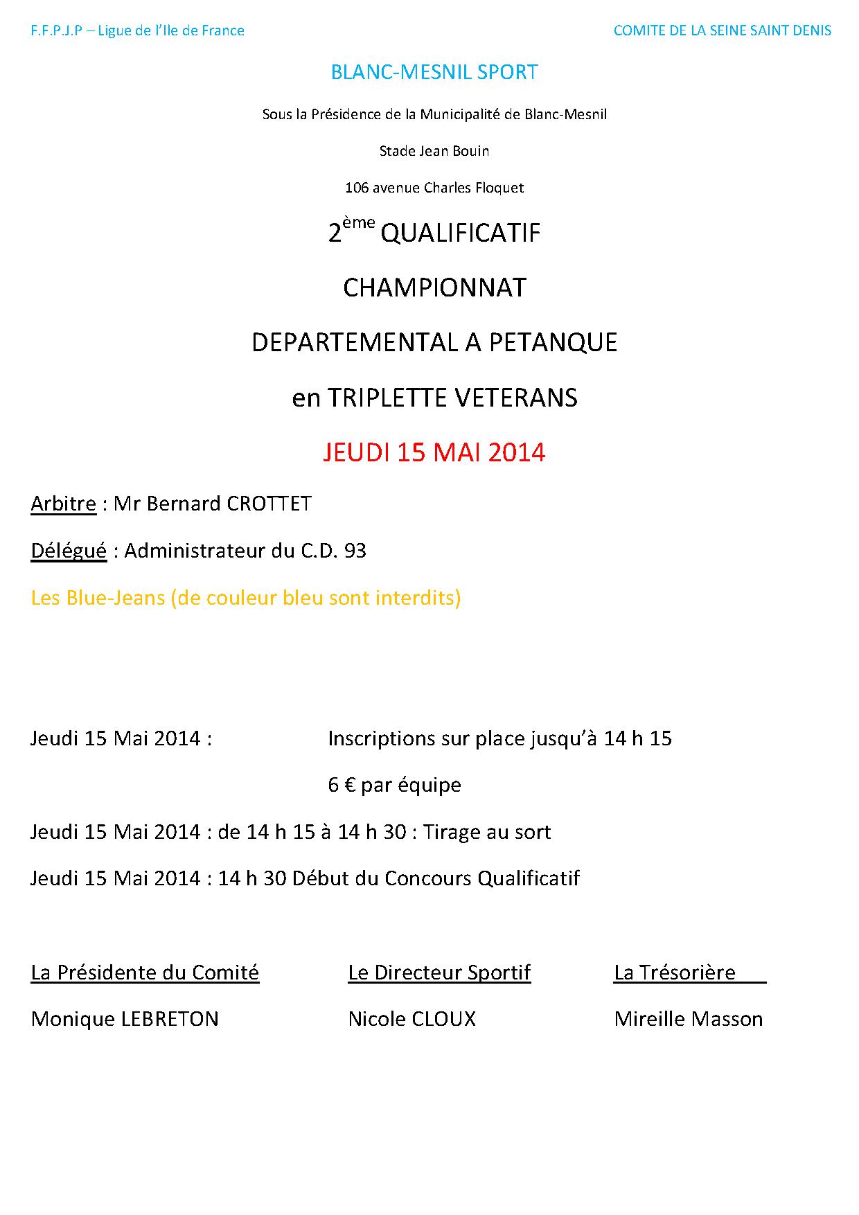 2ème Qualificatif Vétérans 15.05.2014