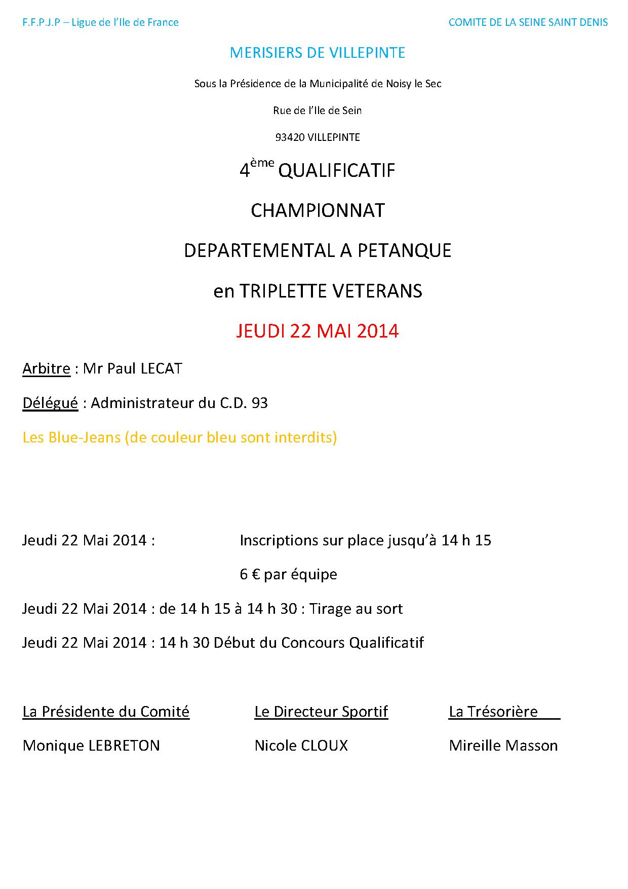 4ème et Dernier Qualificatif Vétérans.