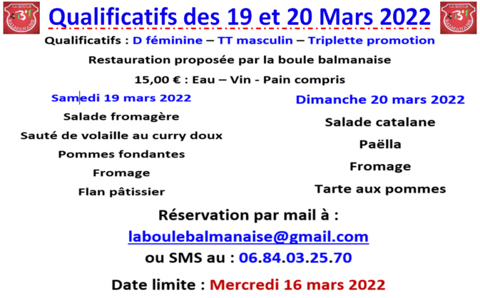Restauration qualificatifs Balma 19+20 Mars 2022
