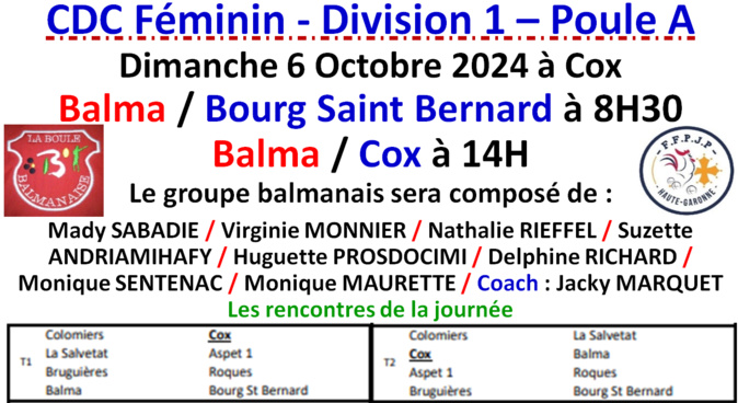 CDC Féminin J1 à Cox 06/10/24