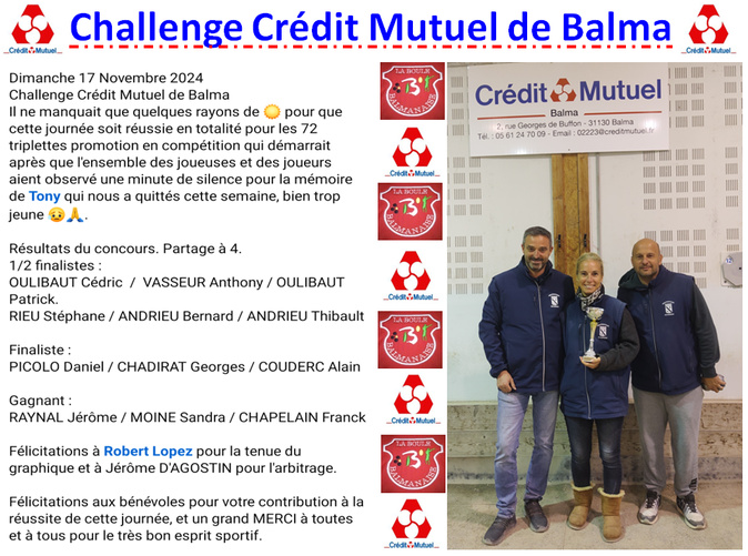 Challenge Crédit Mutuel Balma 17/11/24