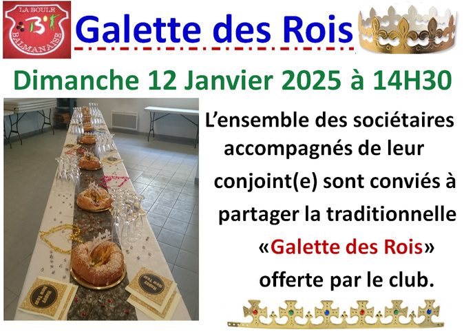 Galette des Rois => Dimanche 12/01/2025