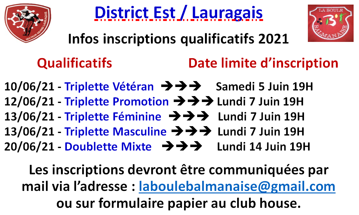 Qualificatifs 2021 - infos inscriptions