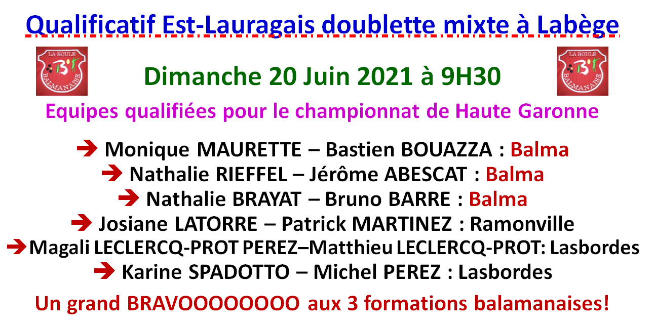 Qualificatif doublette mixte Labège 20/06/21