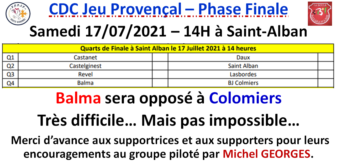 CDC JP - 1/4 finale à Saint-Alban 17/07/21