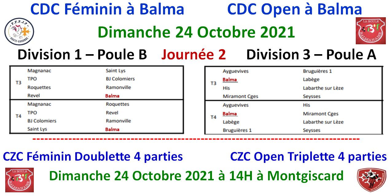 CDC + CZC Féminin et Open 24/10/21