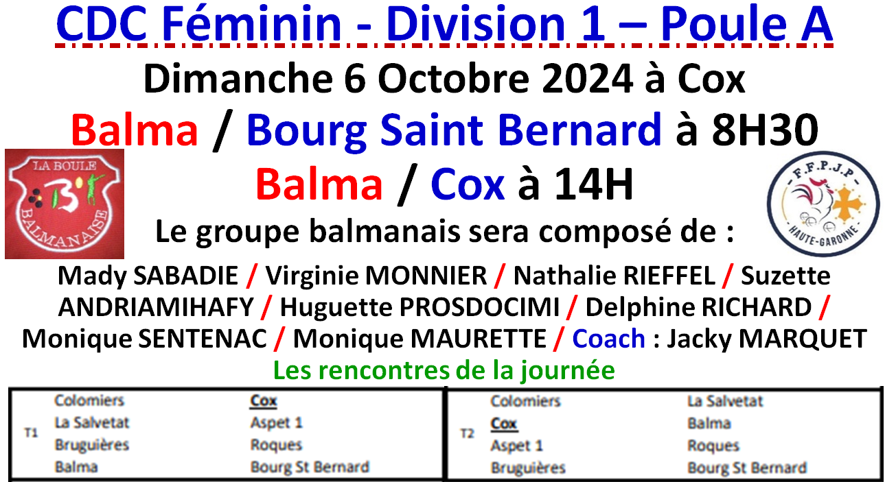 CDC Féminin J1 à Cox 06/10/24