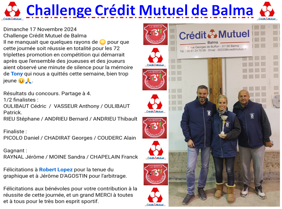 Challenge Crédit Mutuel Balma 17/11/24