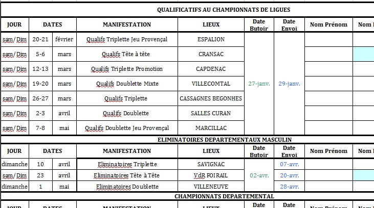 Listes des Inscrits aux Qualifs Ligues 2016