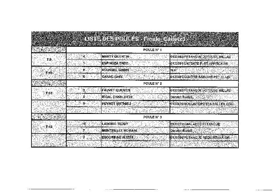 Championnat Départemental Triplette Jeunes Dimanche 17 Avril 2016 à Rignac