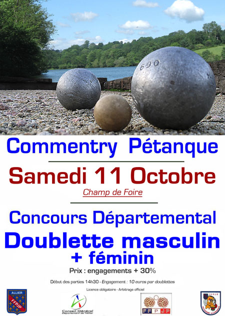 Concours doublette le samedi 11 octobre au champ de foire