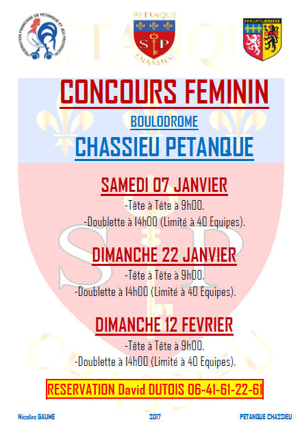 PETANQUE CHASSIEU Affiche Concours Féminin 2017