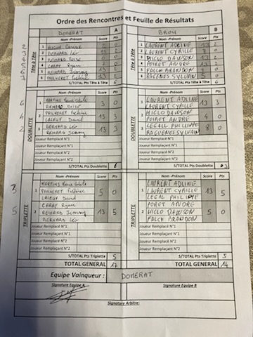 Feuille de match