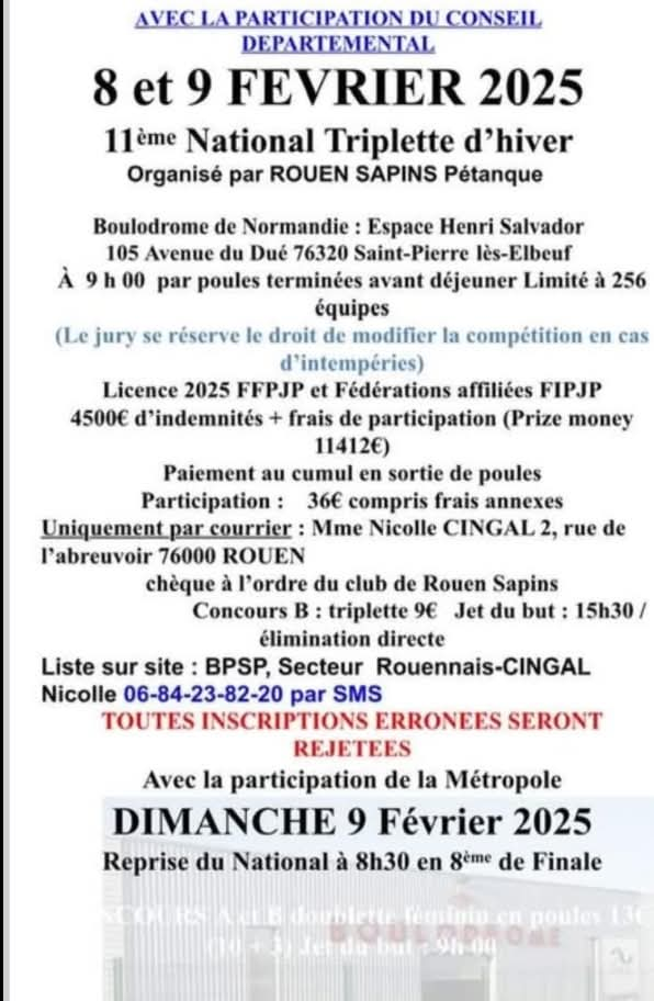 National de Rouen Sapin triplettes