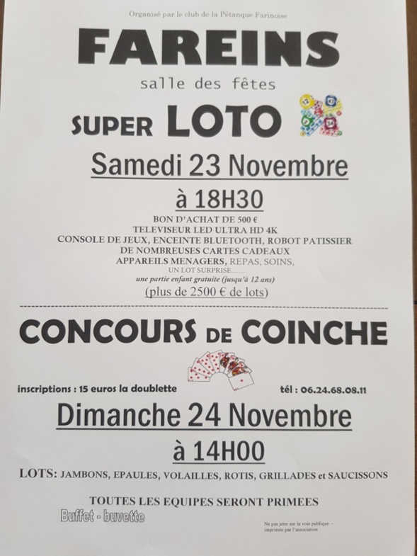 Super loto et concours de coinche 2019.