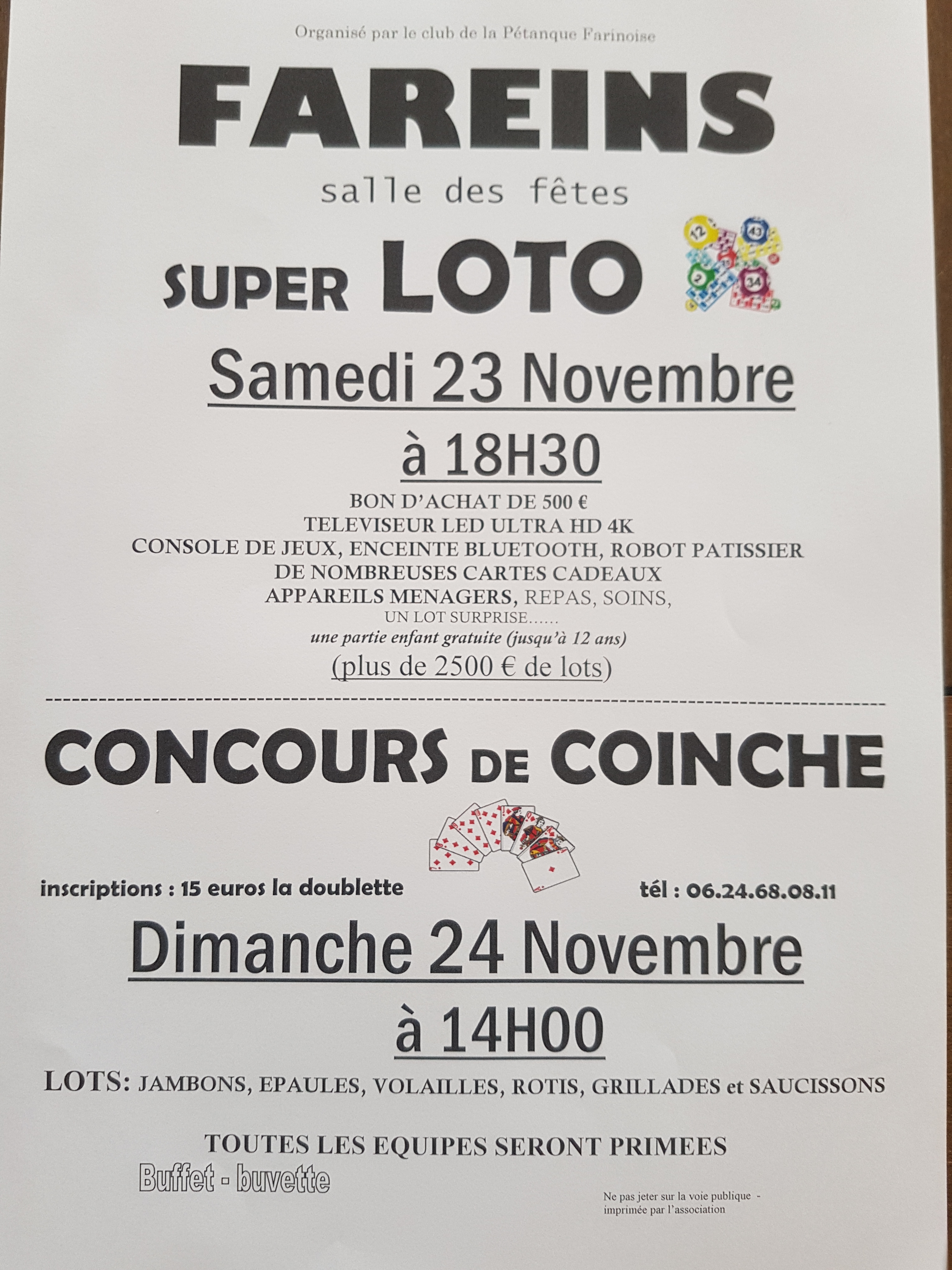 Super loto et concours de coinche 2019.