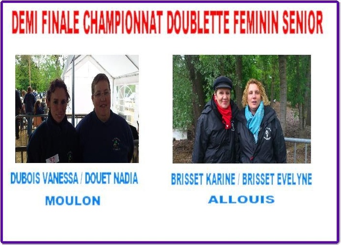 DEMI FINALE FEMININ CHAMPIONNAT DOUBLETTE FEMININ