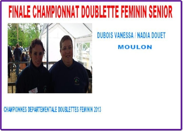 CHAMPIONNES DU CHER DOUBLETTE FEMININE 2013