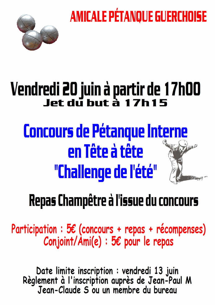 CONCOURS "TÊTE A TÊTE" Challenge de l"été