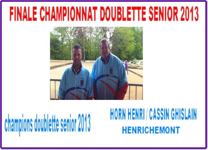 CHAMPION DU CHER DOUBLETTES SENIOR 2013