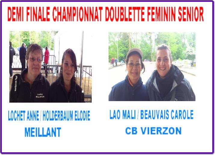 DEMI FINALE FEMININ CHAMPIONNAT DOUBLETTE FEMININ