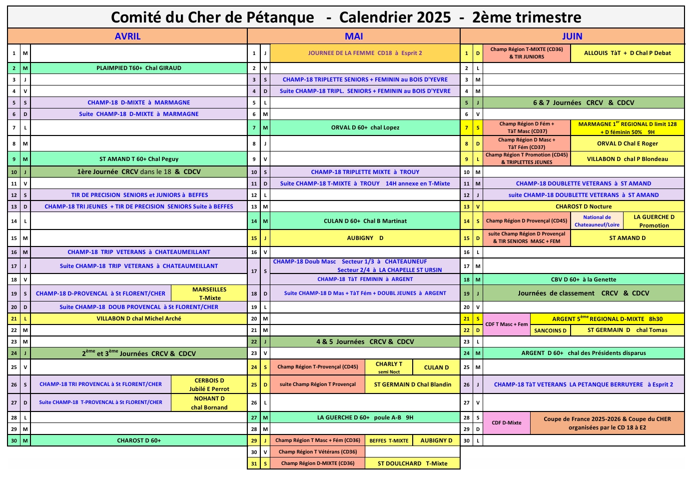 CALENDRIER 2025 DU CD18