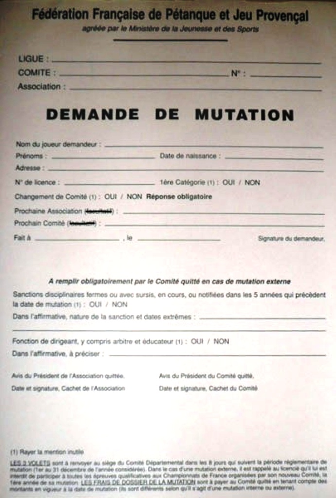 MUTATION  MODE D'EMPLOI