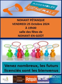 Assemblée générale NOHANT PÉTANQUE du 25 octobre 2024...