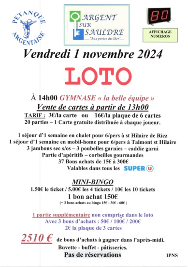 LOTO : vendredi 01 novembre