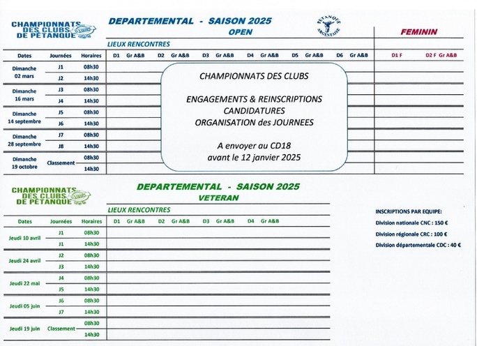 Championnats des clubs départemental  