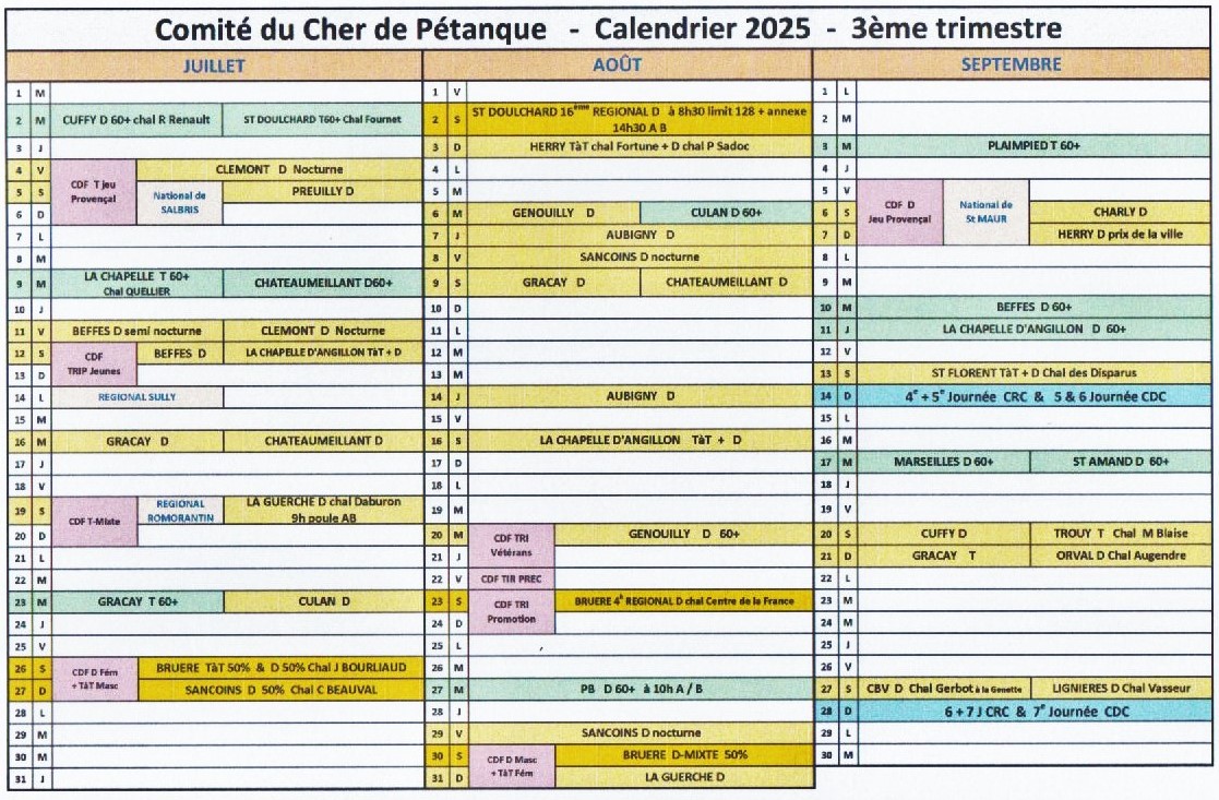 CD18 - calendrier 2025 - 3ème trimestre