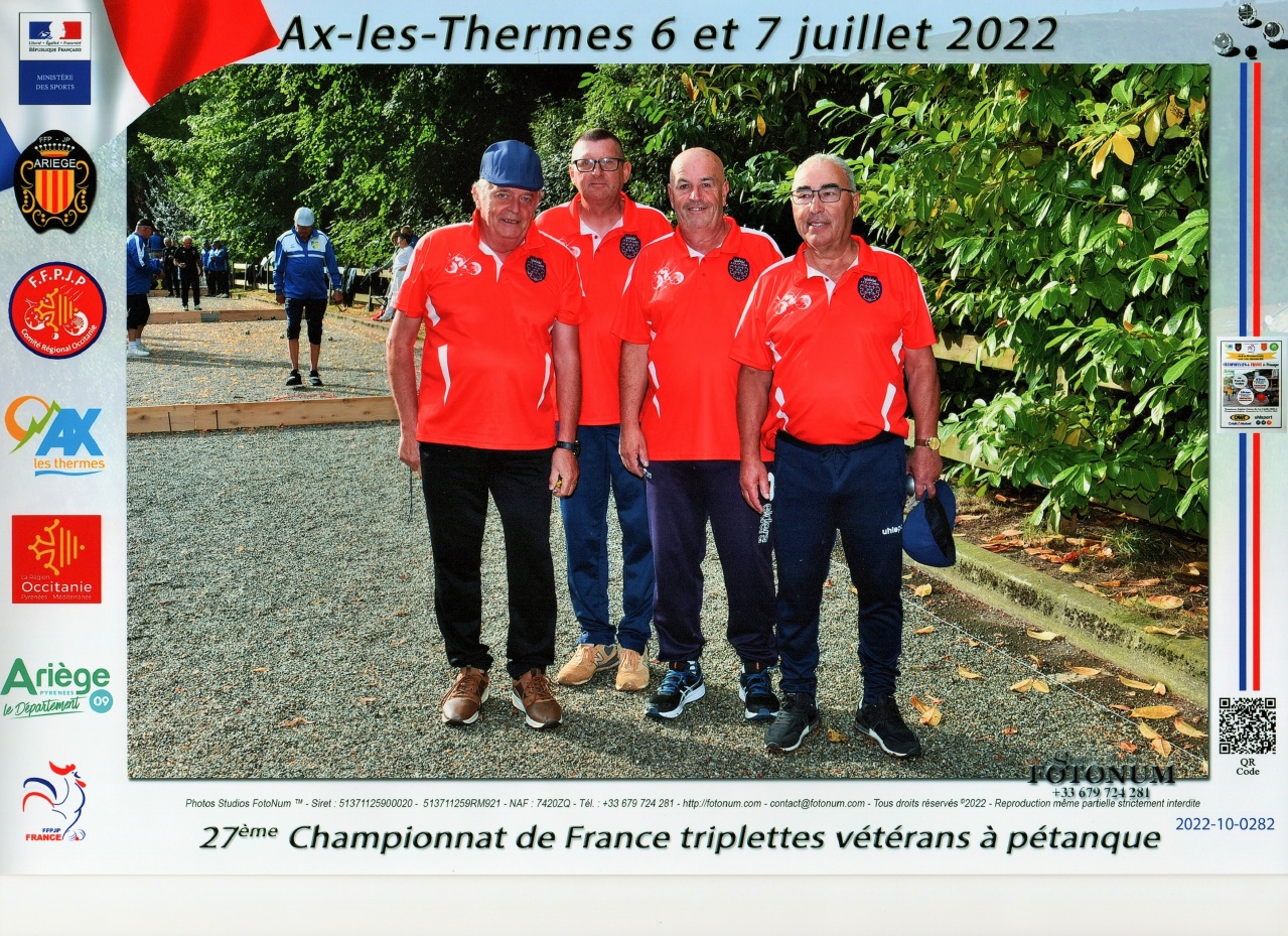 2022 - champion triplette vétéran - Ax les Thermes