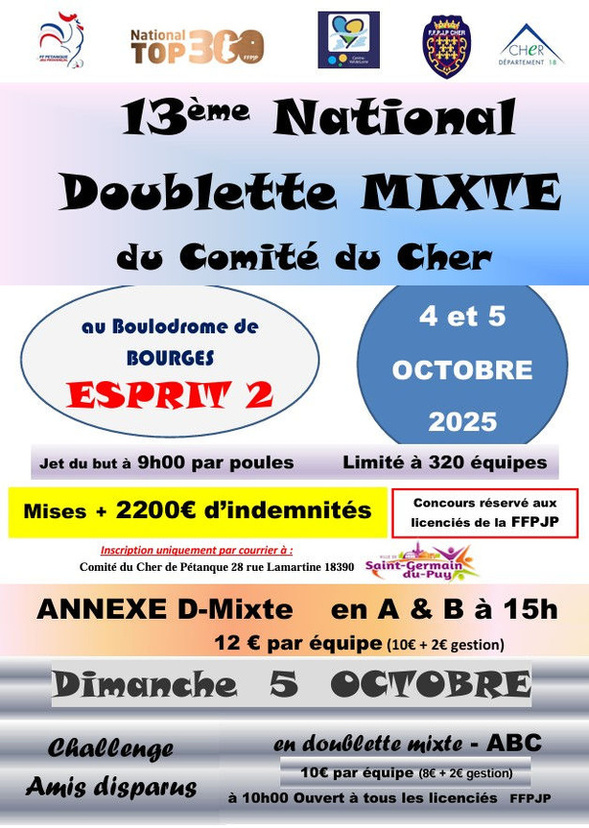 National doublette mixte Bourges 2025