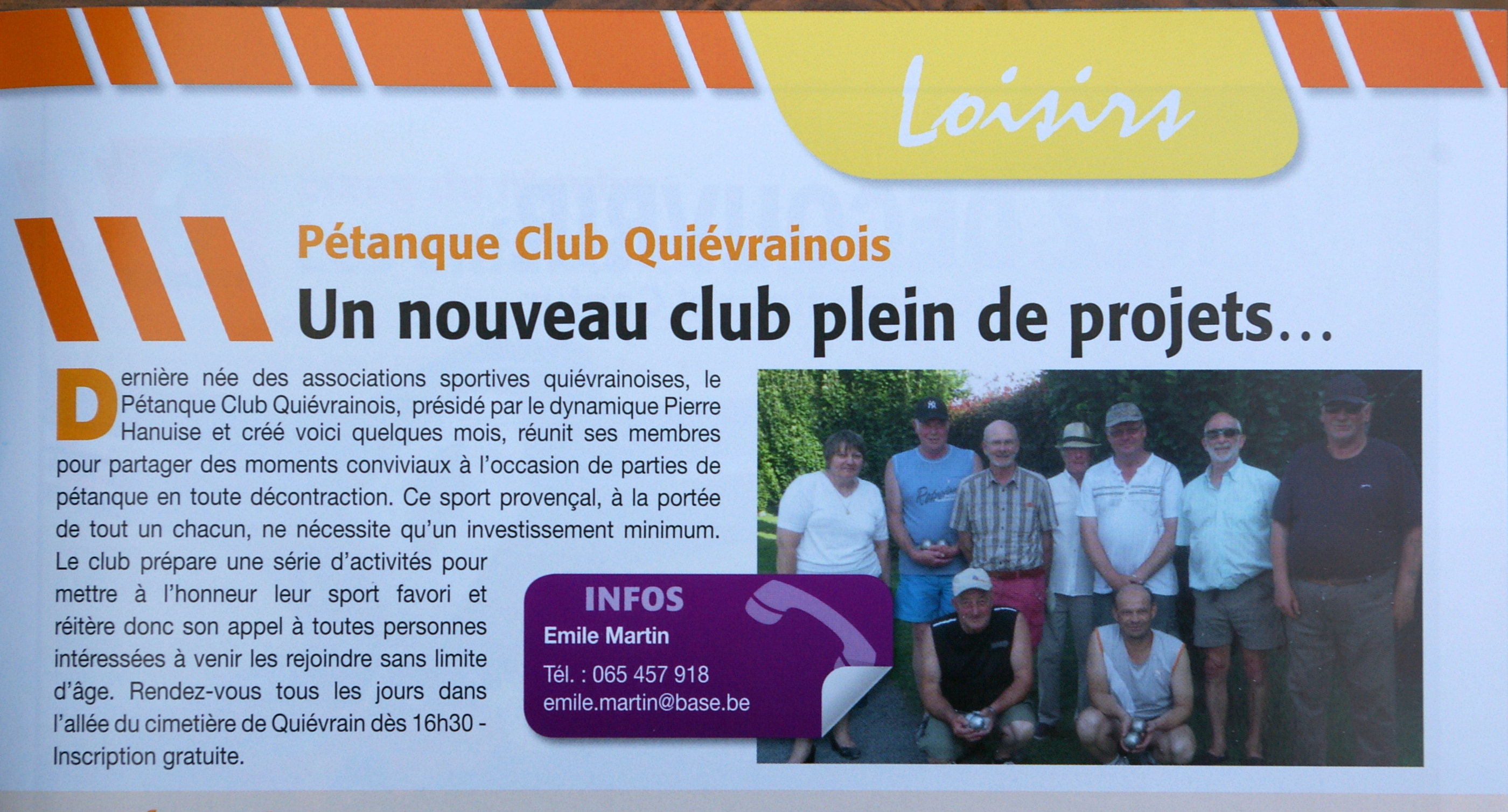 1ère photo du Pétanque Club Quiévrainois