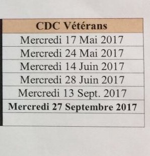 Calendrier 2017 - CDC Vétérans Calendrier 2017 - CDC Vétérans