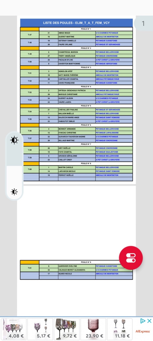 TIRAGE DU CHAMPIONNAT D'ALLIER TÊTE À FÉMININ