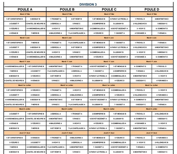 TIRAGE DU CHAMPIONNAT DES CLUBS VETERANS