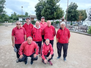 L'équipe SVCP, debout : Bruno, Fabien, Gilbert, Sébastien, Jean-Luc. Accroupis : Vincent et Richard (coach et joueur)